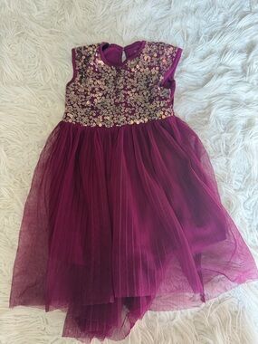 George Burgundy Sequin Bodice Tulle Party Dress